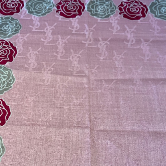 Yves Saint Laurent Pink and Gray Floral Scarf - Picture 4 of 4